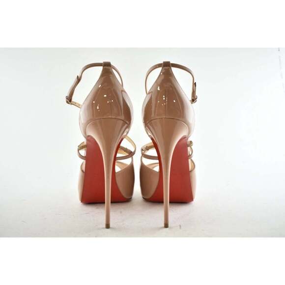 Christian Louboutin Holly Alta 120 Nude Patent Cross Strap Sandal Heel Pump 42 - Picture 11 of 12